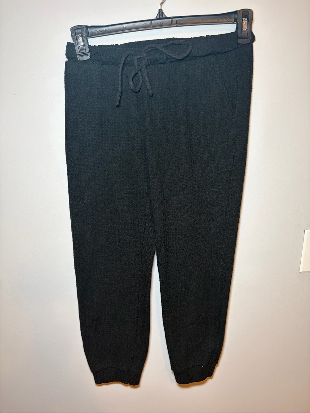 Black Knit Drawstring Jogger Pants | Size S
